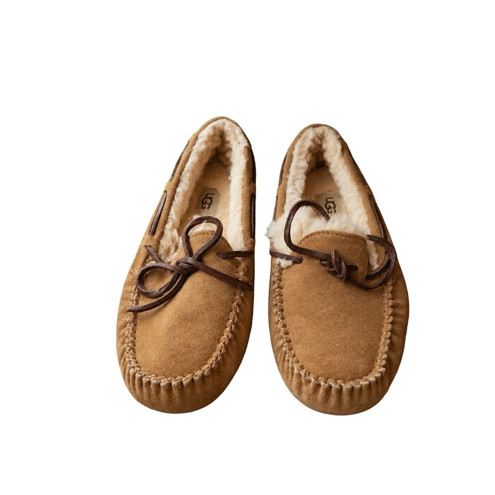 UGG Dakota Chestnut Suede Moccasin Slippers 1107949 Womens 7 lined cozy warm - Picture 2 of 7